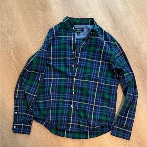 American Eagle Outfitters Blue and Green Plaid Shirt